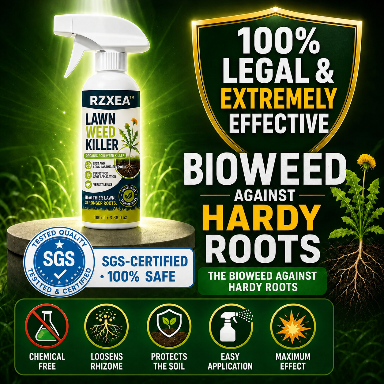 RZXEA™ Fast-Acting Natural lawn Weed & Grass Killer Spray