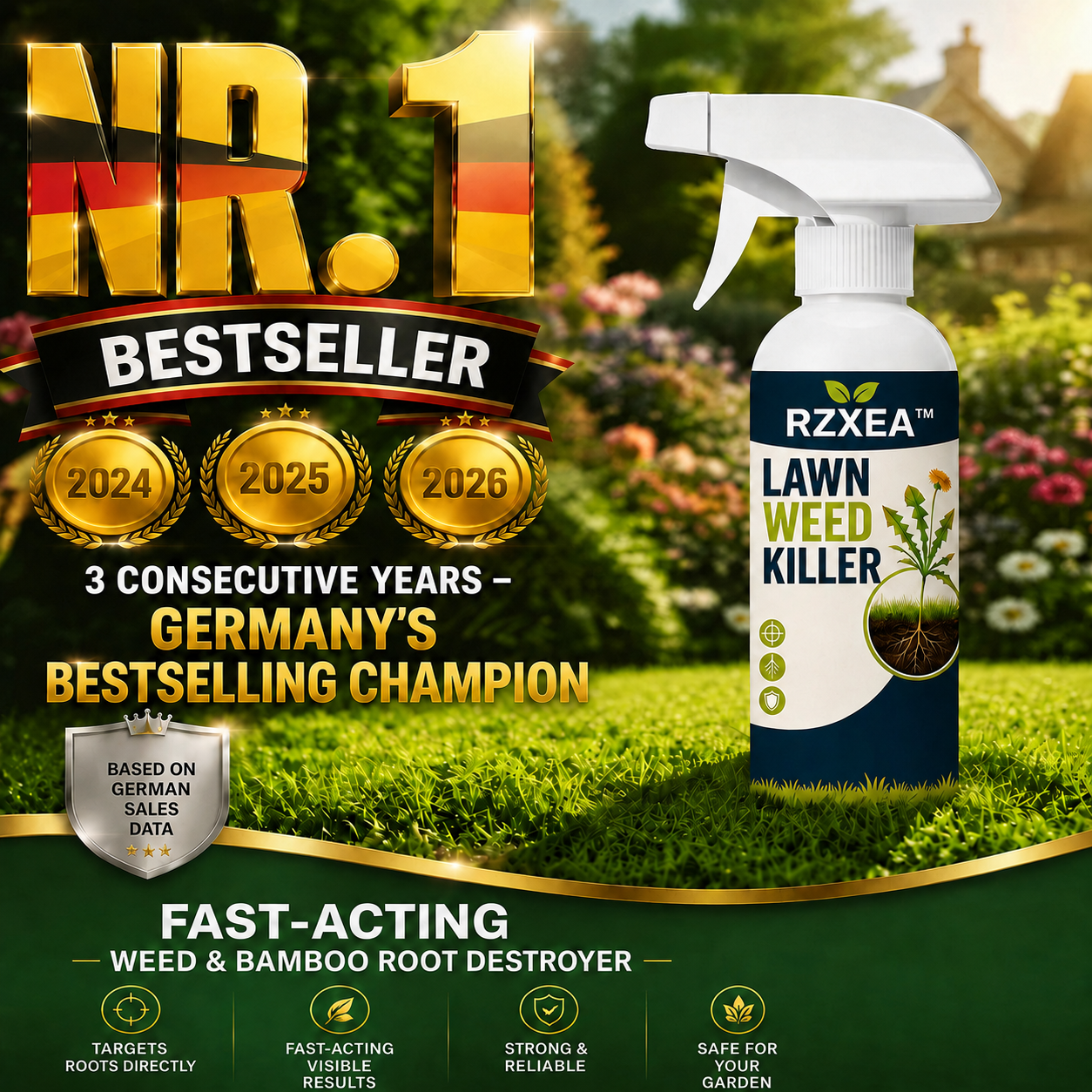 RZXEA™ Fast-Acting Natural lawn Weed & Grass Killer Spray